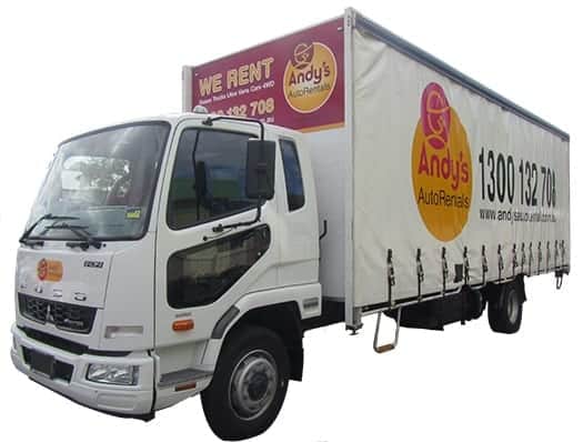 Fuso 12 Pallet Curtainside Andy's auto rental truck for rent or hire can be used for moving house near me or near gold coast, brisbane